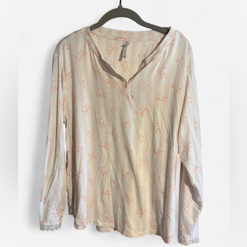 Flora Nikrooz Pink and Cream Pajama Top